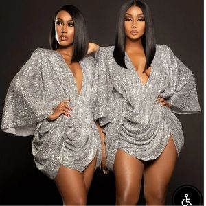 Center of Attention | Ellae Lisque | Silver Sequin Dress